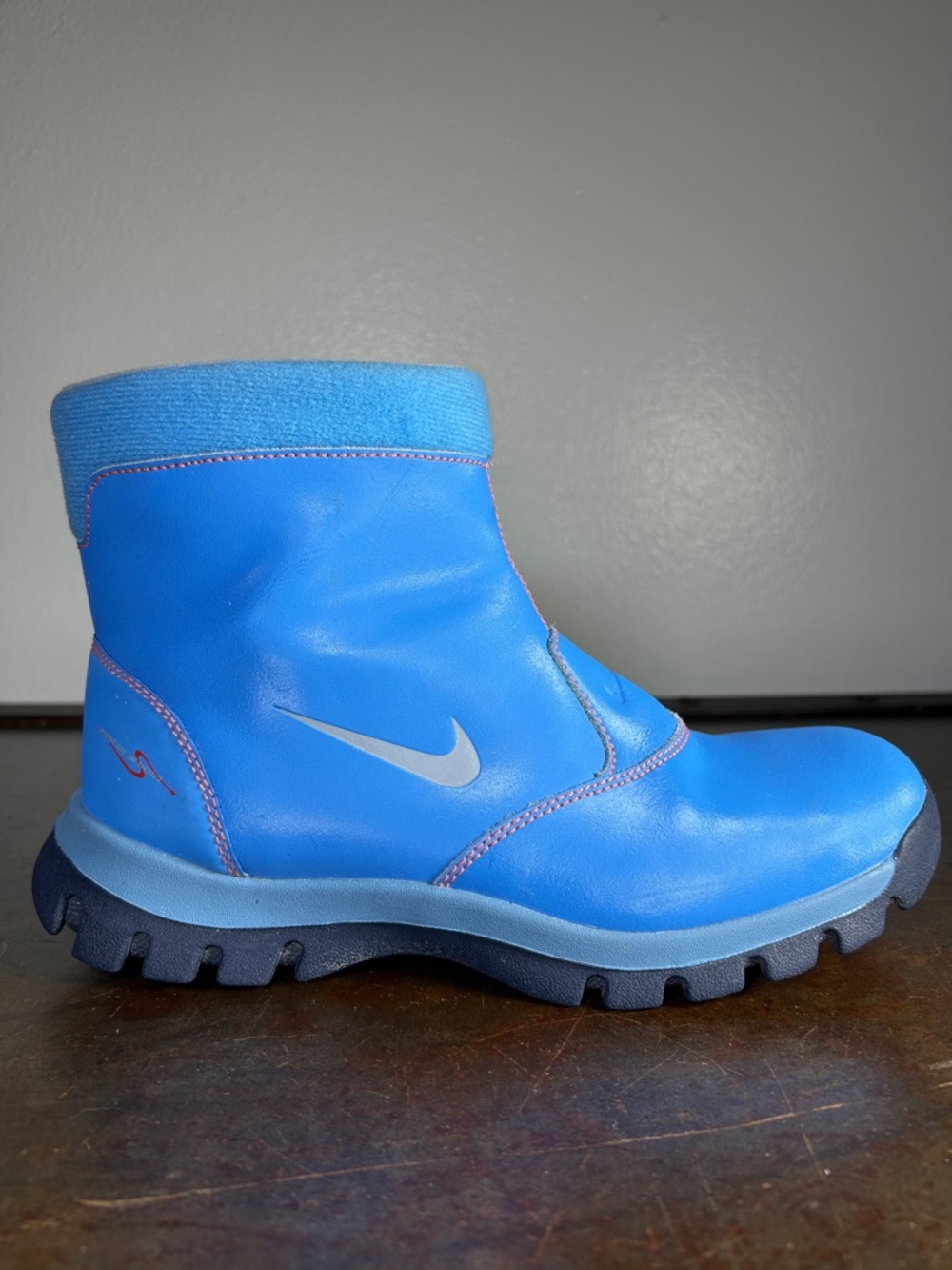 Nike Kids Blue Zip Winter Boots with Silver Swoosh - Picture 7 of 15